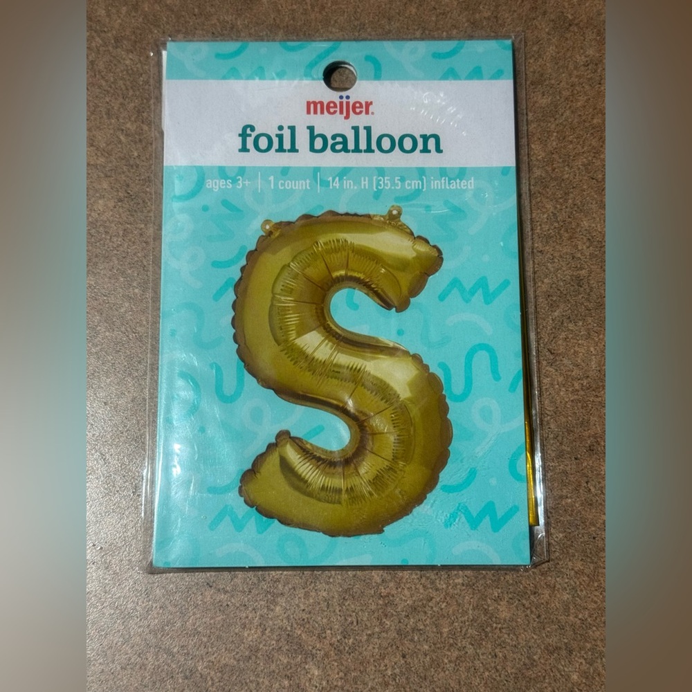 Gold Foil “S” Party Balloon 14” Birthday Graduation Bride Baby Shower Bachelor
